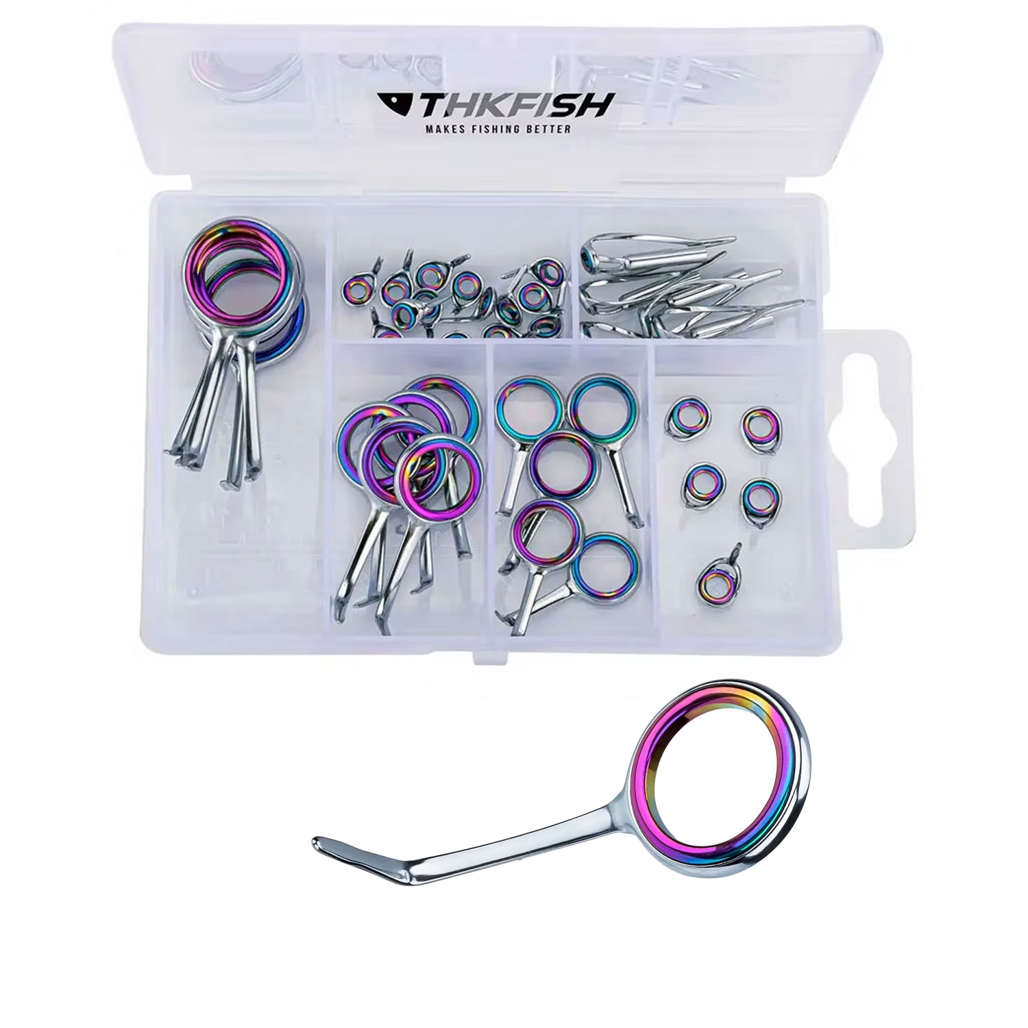 Fishing Rod Tip Replacement - 40 stücke bunte Angelrute Führungen Ring